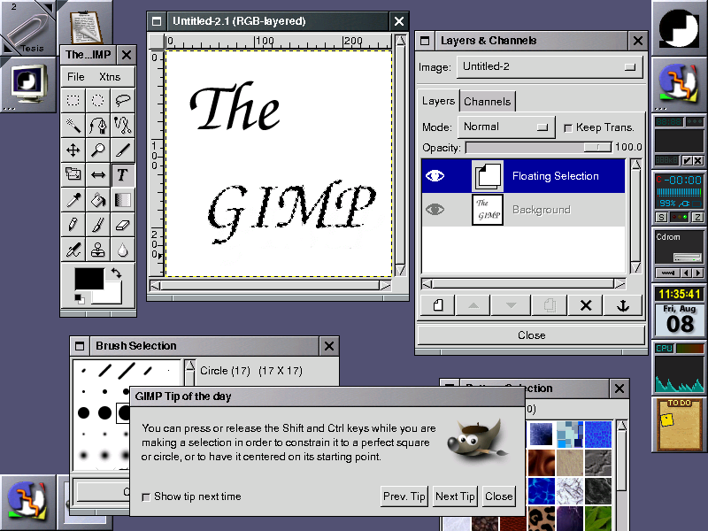 The GIMP interface